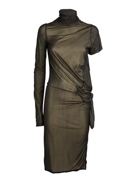 Maison Margiela Asymmetric Ruched Midi Dress - Maison Martin Margiela - FashionsVida