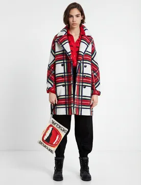 Manteau tartan en laine RED 38 female - Desigual - FashionsVida