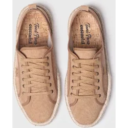 Alpargatas de plataforma de mujer de tejido en tonos lisos con cordones