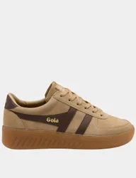 Grandslam Suede Lace Up Platform Trainers Beige Mix female