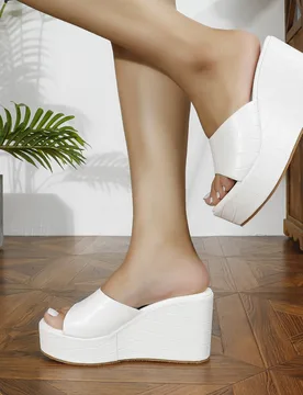 Sandalias de cuña con plataforma para mujer, cómodas y de moda, tipo chanclas, que aumentan la altura, adecuadas para fiestas, carnavales, festivale - Shein - FashionsVida