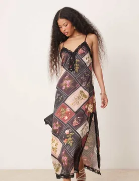Womens Maxi Dress In Patchwork Print - Multicolour - Size 4 Uk - Miss Selfridge Petite - FashionsVida