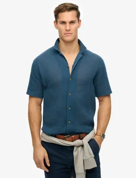 Superdry Men's Gestricktes Strukturhemd Marineblau - Größe: L - 64.99 - FashionsVida