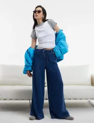 Pure Lyocell Wide Leg Jeans Dark Blue female