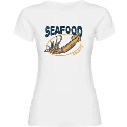 Seafood Squid Short Sleeve T-shirt White S Women