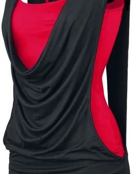 Top - Open Double Layer - XS - für Damen - Größe XS - schwarz/rot - Frauen - female - Black Premium by EMP - FashionsVida