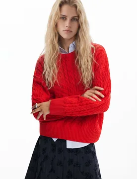 Pull en maille à reliefs RED L female - Desigual - FashionsVida
