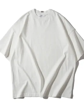 Unisex Oversized White Cotton Tee Back Leaf Embroidery Loose Drop Shoulder Vintage Casual Street Short Sleeve Tops - Aliexpress - FashionsVida