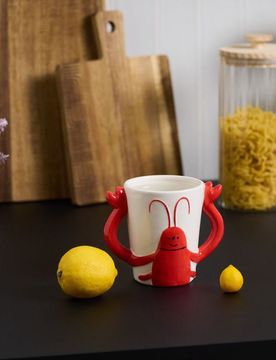 Tazza 3D con motivo di aragosta - bianco