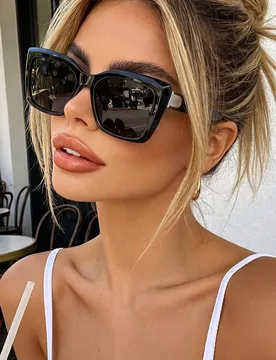 Gafas de sol polarizadas, con montura cuadrada retro, de plástico negro, gafas de moda de diseño clásico, para deportes al aire libre, ciclismo, vi - Shein - FashionsVida