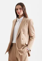 Zweireihiger Blazer mit Pattentaschen aus Baumwolltwill Beige 36