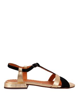 Sandalo flat con pelle laminata