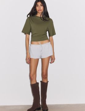 Mini-Shorts aus Plüsch Grau Melange XS