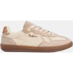Zapatilla estilo retro de piel con isotipo lateral
