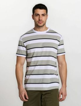 Maglietta in cotone a righe - verde chiaro