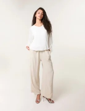 Sparkle Wide Leg Trousers - L/XL / STONE - female - Blue Vanilla - FashionsVida