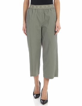 Pantalone salvia con elastico logato