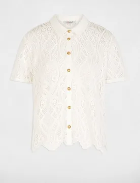 Camisa de mujer de encaje y botones a contraste - Morgan - FashionsVida