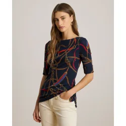 Camiseta de mujer de mezcla de algodón estampada
