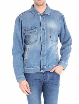 Giubbino in denim ricamo logo