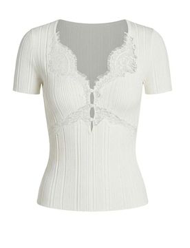 Top in maglia con finiture in pizzo
