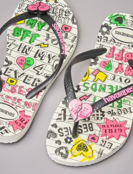 Bianca con stampa scritte e cuore Best Friend applicato 27-38 - Havaianas - FashionsVida
