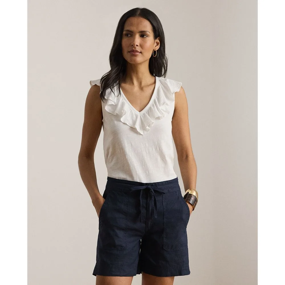 Camiseta de mujer de algodón con volantes - Lauren Ralph Lauren - FashionsVida