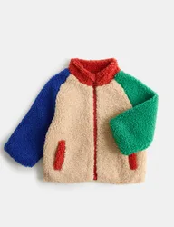 Borg Colour Block Funnel Neck Jacket (0-5 Yrs) Multi male