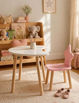 Set tavolino e sedia con motivo luna e stella - bianco