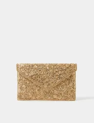 Cotton Rich Embellished Chain Strap Clutch Bag Gold female