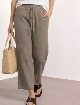 Wide Leg Hose aus Musselin im Loose Fit female Braun
