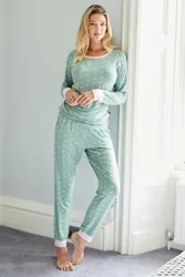 Women's "Juniper Polka" Bamboo Pyjama Set in Green Size: 4XL - Green - Size: 4XL