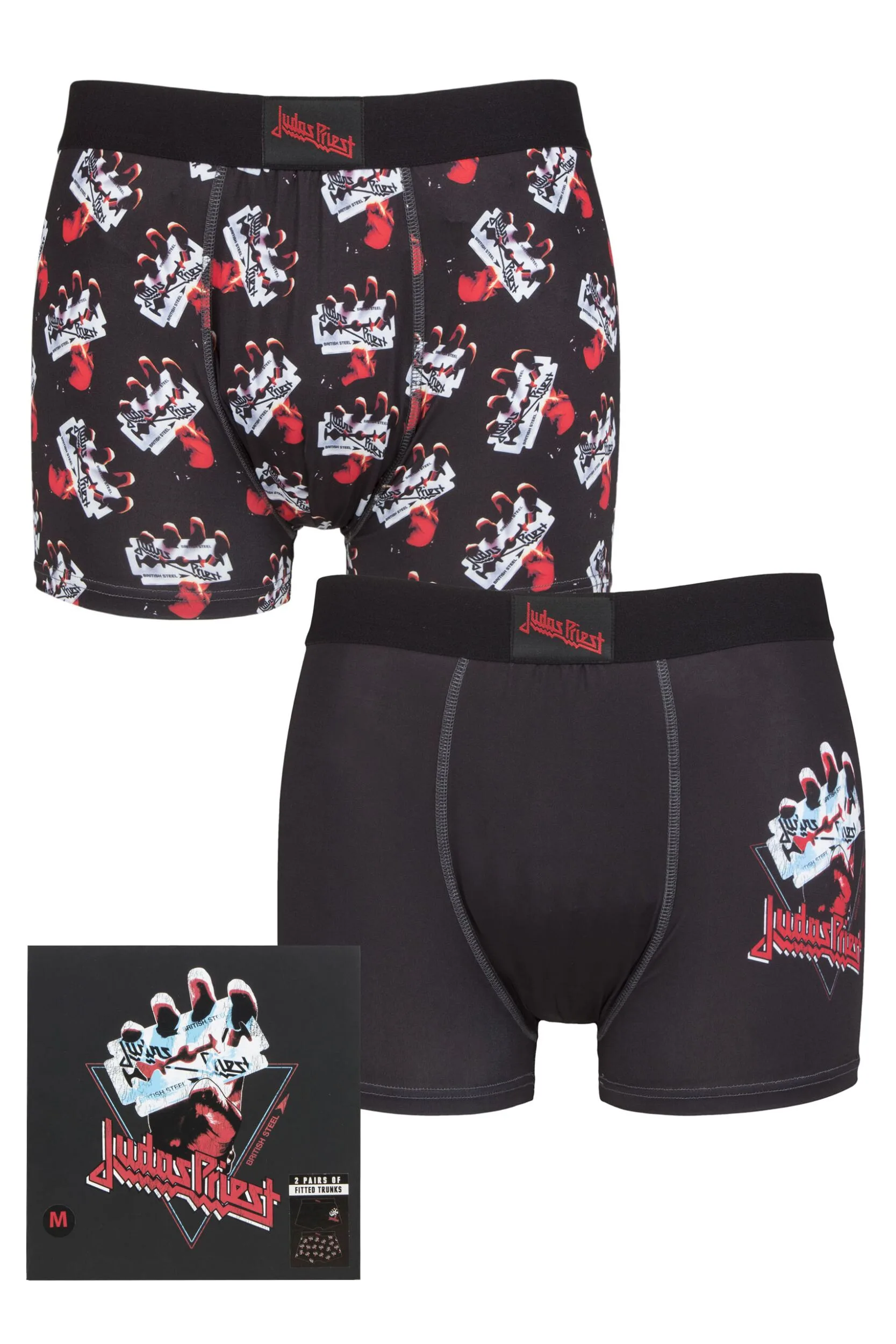 Judas Priest 2 Pack Exclusive to Gift Boxed Boxer Shorts Black Medium - Black - Size: Medium - SockShop - FashionsVida