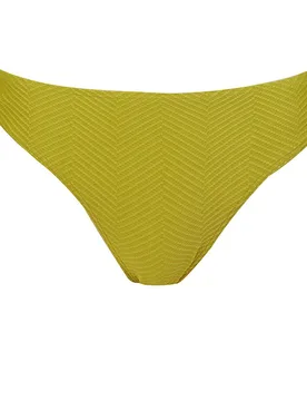 Braga de bikini de altura media con lazo ajustable a los lados y estampado con textura en color verde - Dolores Cortés - FashionsVida