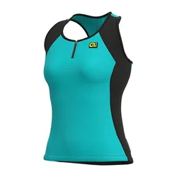 Maglia Senza Maniche Solid Color Block Turquoise