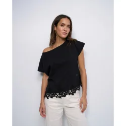 Camiseta con encaje de mujer