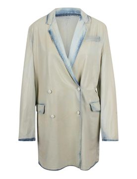 Blazer fluido in denim effetto x-ray