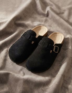 Mules in pelle con fibbia regolabile - nero