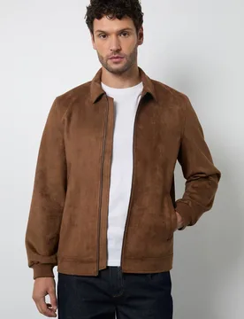 Men's Tan Faux Suede Jacket Size: Large - Tan - Size: L - Burton - FashionsVida