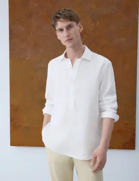 Camisa polera 100% lino de hombre - Emidio Tucci - FashionsVida