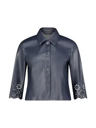 Blazer aspect cuir bleu marine 42