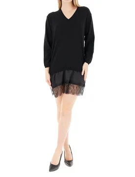 VICOLO Abito maxi maglia NERO UNI - VICOLO - FashionsVida
