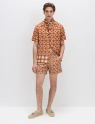 Quick Dry Textured Swim Shorts Burnt Orange male