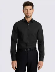 Slim Fit Cotton Rich Stretch Shirt Black male