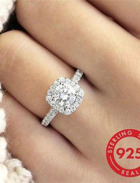 Anillo geométrico cuadrado de plata de ley 925 con circonita cúbica, joya de alta calidad como regalo para mujeres