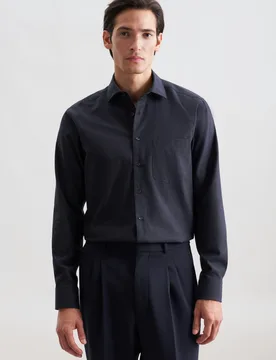 Regular Flanellhemd Uni Blau 42 - Seidensticker.com - FashionsVida