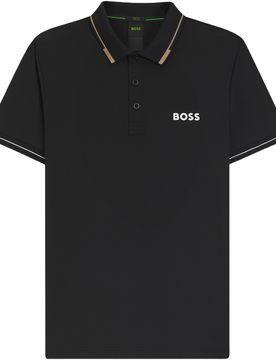 HUGO Polo Paul Pro, schwarz/weiß/beige l