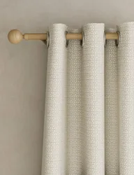 Chenille Geometric Eyelet Curtains Neutral