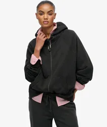 Superdry Damen Studios Zip-hoodie in Lockerer Passform Dark Grey - Größe: 38