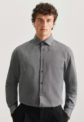 Shaped Business Hemd Uni Grau 38